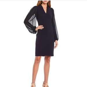 Vince Camuto Dark Navy Dress with Sheer Sleeves